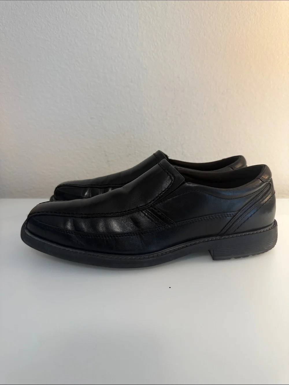 Rockport Men’s Walkability Adiprene by Adidas Black Leather Slip-On Loafers 10.5